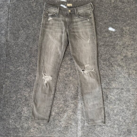 Mother “The Looker” Skinny Jeans Holy Smokes Grey Distressed Size 26 - Picture 2 of 16